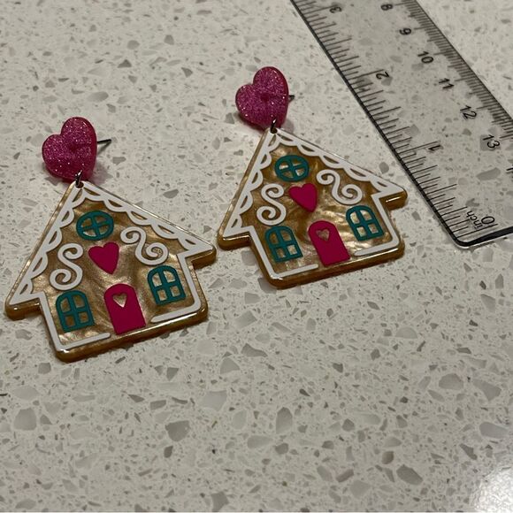 Christmas Ginger bread House Printed Earrings For Christmas - Picture 5 of 9
